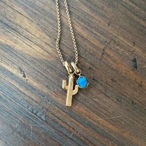 Kendra Scott Gold Cactus Necklace with Blue Accent